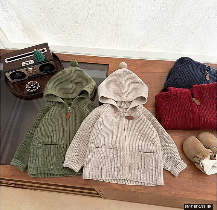 ÁO HOODIE LEN DỆT KÉO KHÓA SZ NHÍ