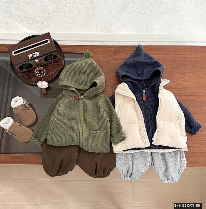 ÁO HOODIE LEN DỆT KÉO KHÓA SZ NHÍ