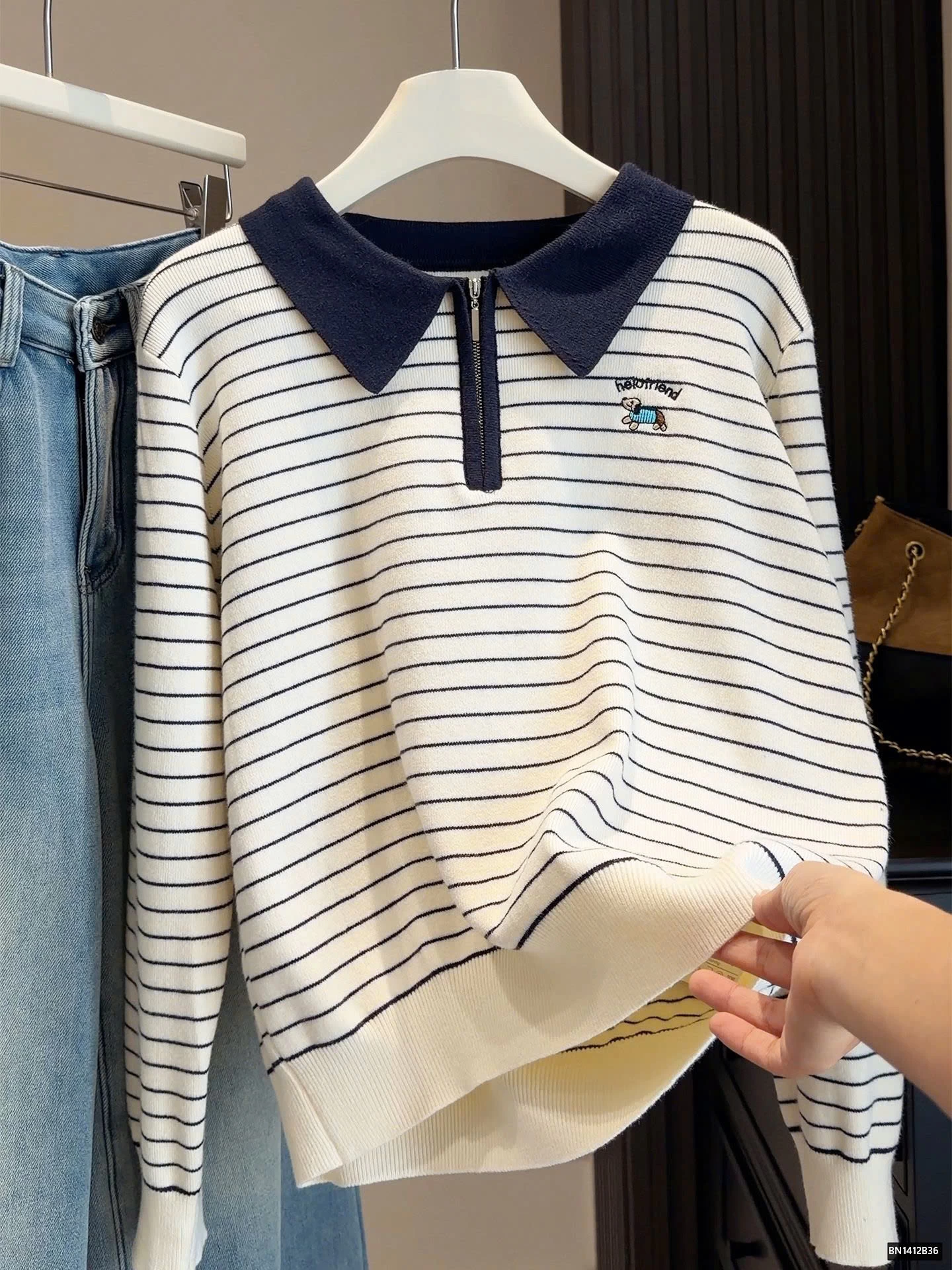 ÁO LEN KẺ CỔ POLO