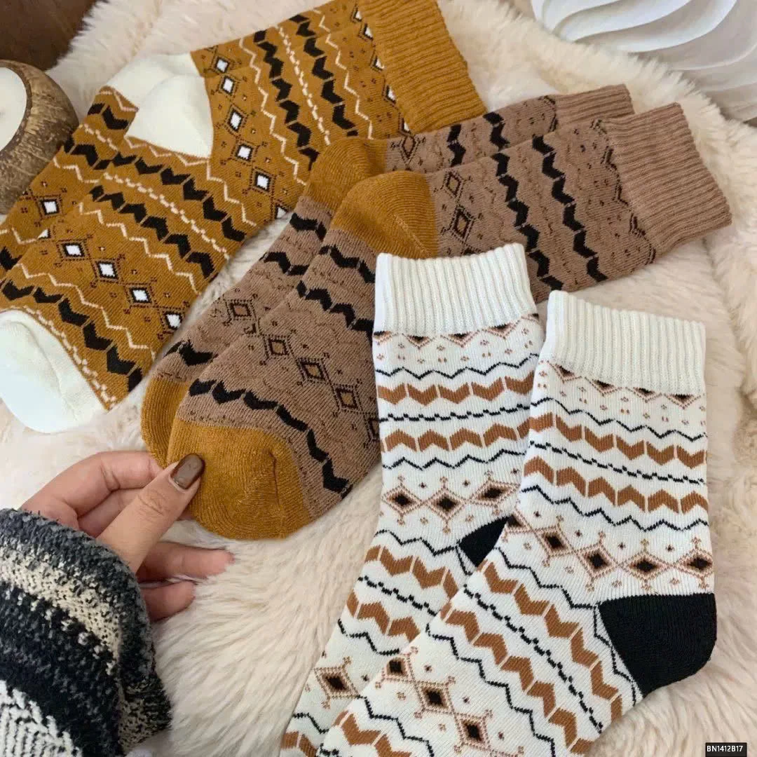 SET 5 ĐÔI TẤT THỔ CẨM VẢI BÔNG DÀY