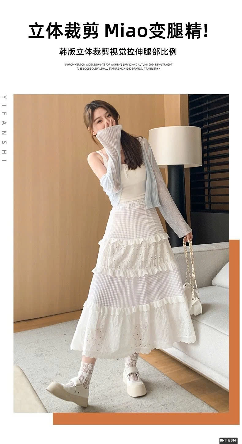 CHÂN VÁY MAXI TRẮNG REN TẦNG