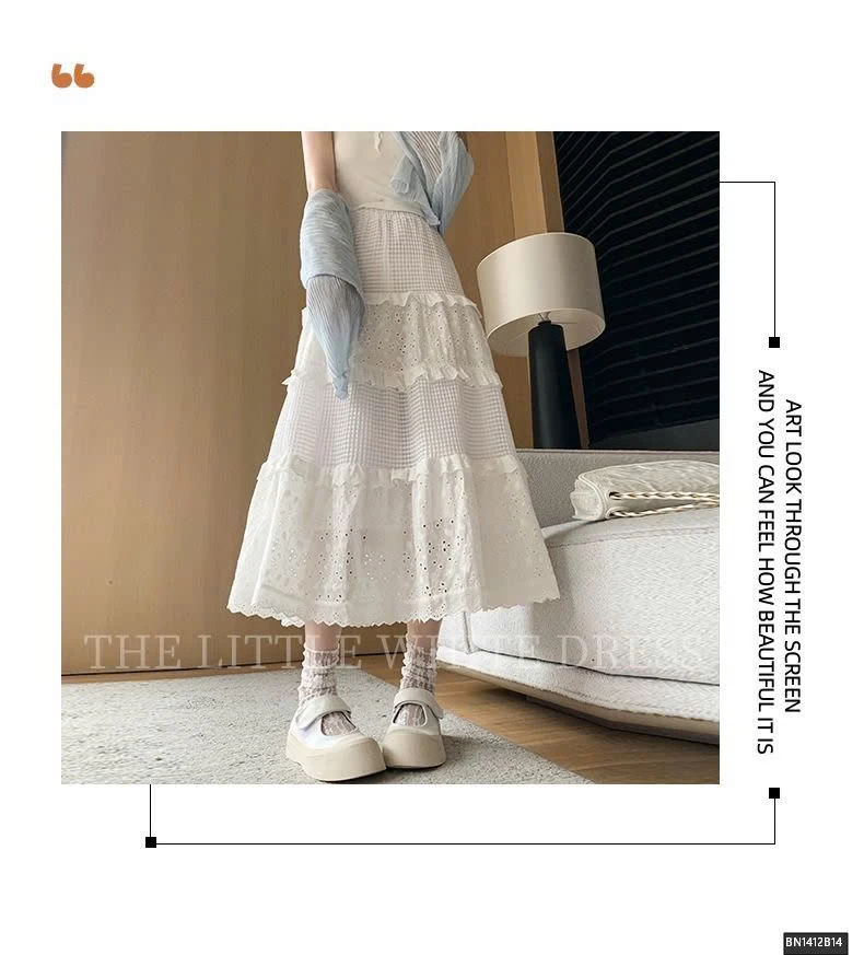 CHÂN VÁY MAXI TRẮNG REN TẦNG