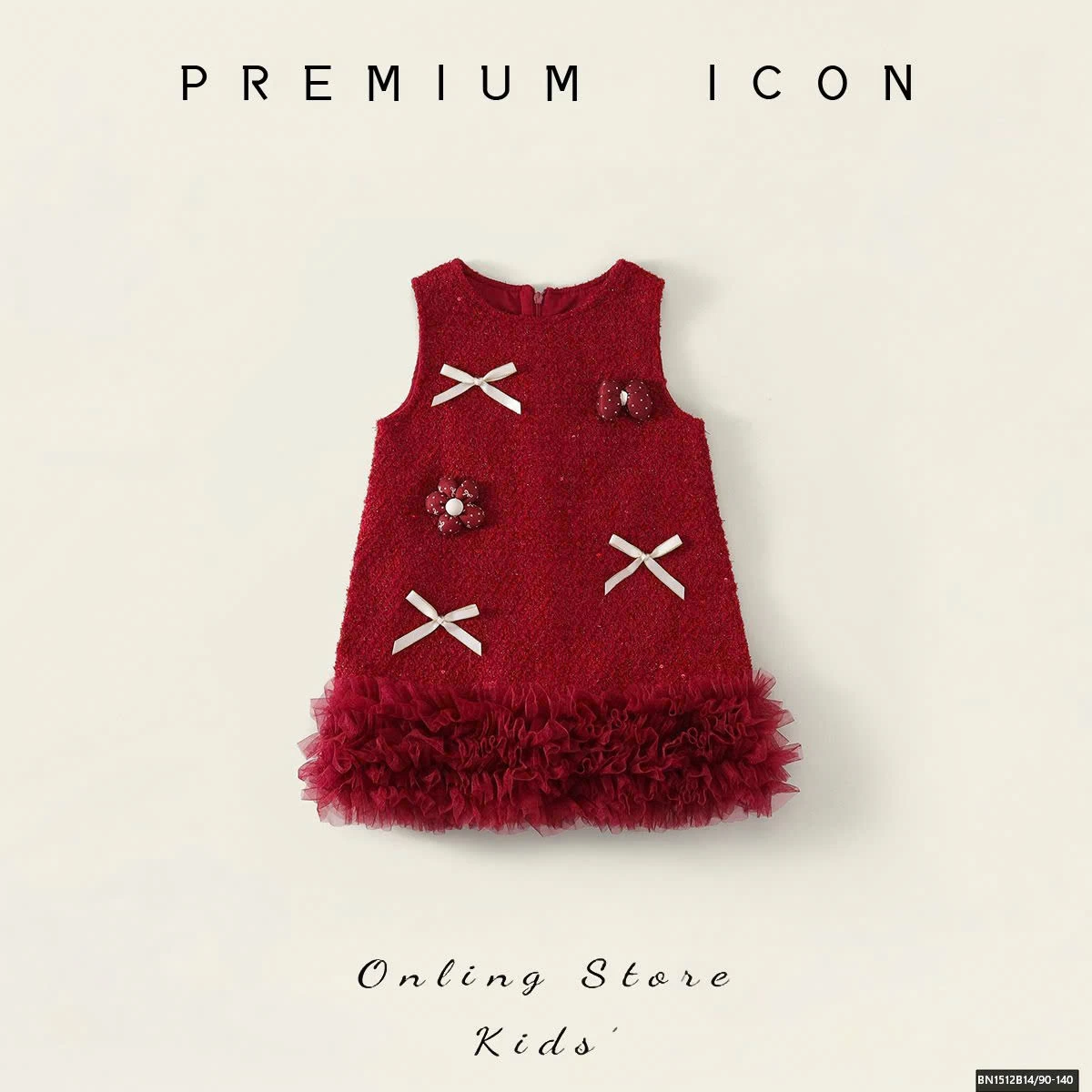 ĐẦM ĐỎ SÁT NÁCH GẮN HOA MẶC TẾT PREMIUM