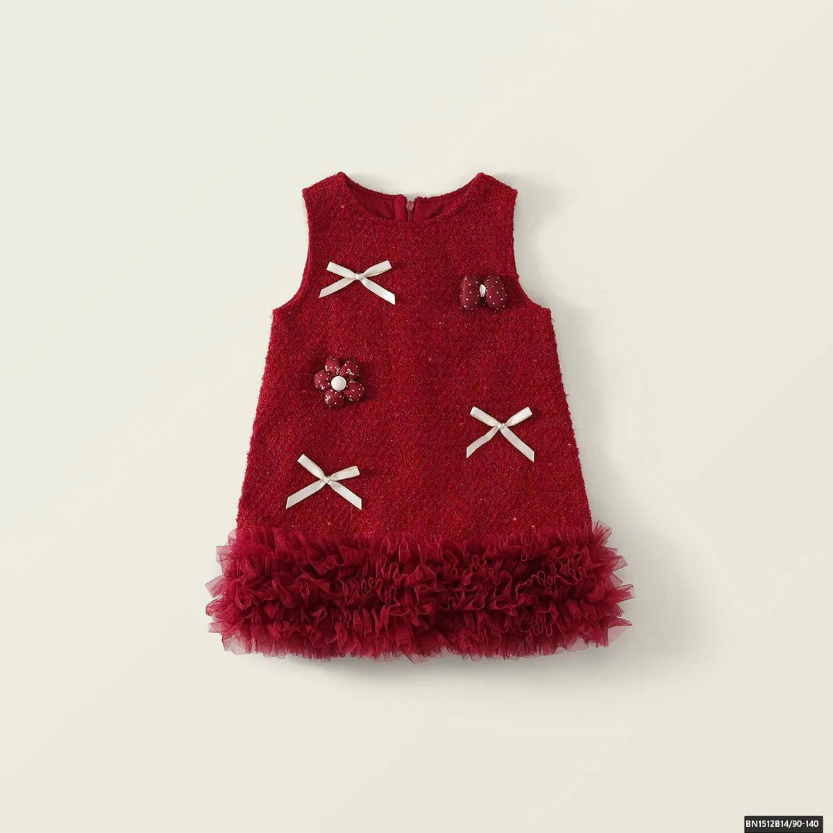 ĐẦM ĐỎ SÁT NÁCH GẮN HOA MẶC TẾT PREMIUM