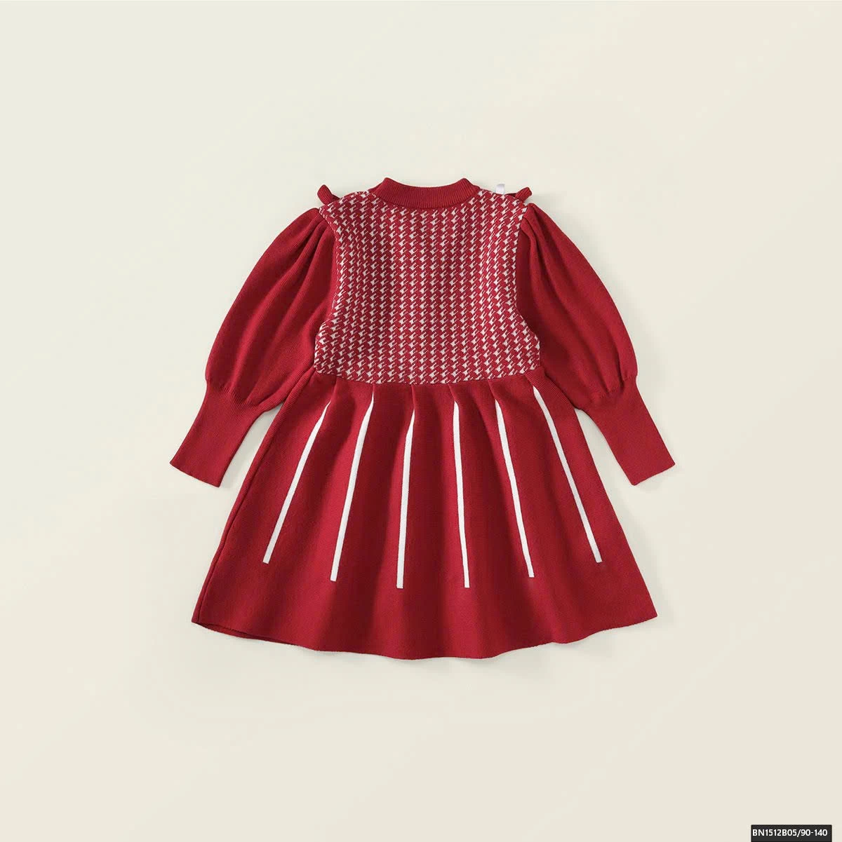 ĐẦM LEN ĐÍNH NƠ CỔ CARO PREMIUM