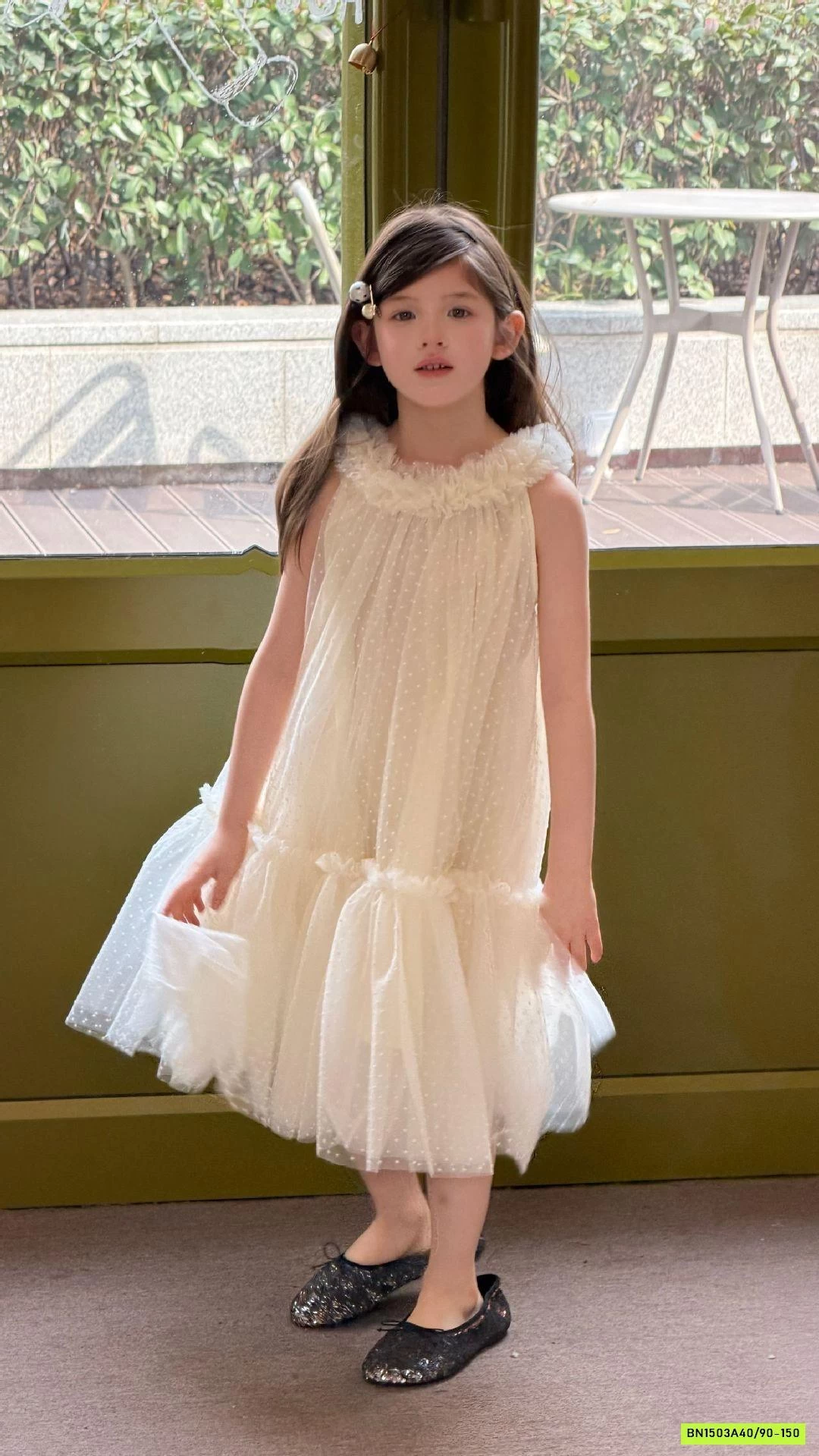 ĐẦM VOAN CỔ YẾM CHẤM BI BỒNG BỀNH