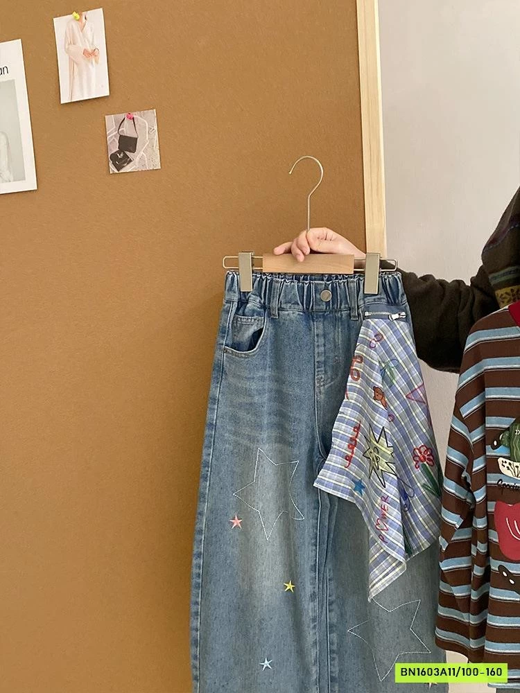 JEANS SUÔNG NGÔI SAO KÈM KHĂN CÁ TÍNH