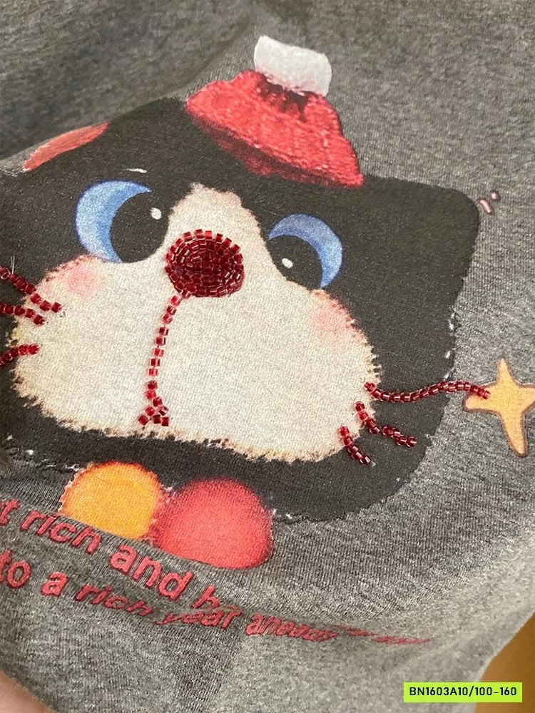 ÁO THUN MÈO MIX JEANS SUÔNG GẮN NƠ