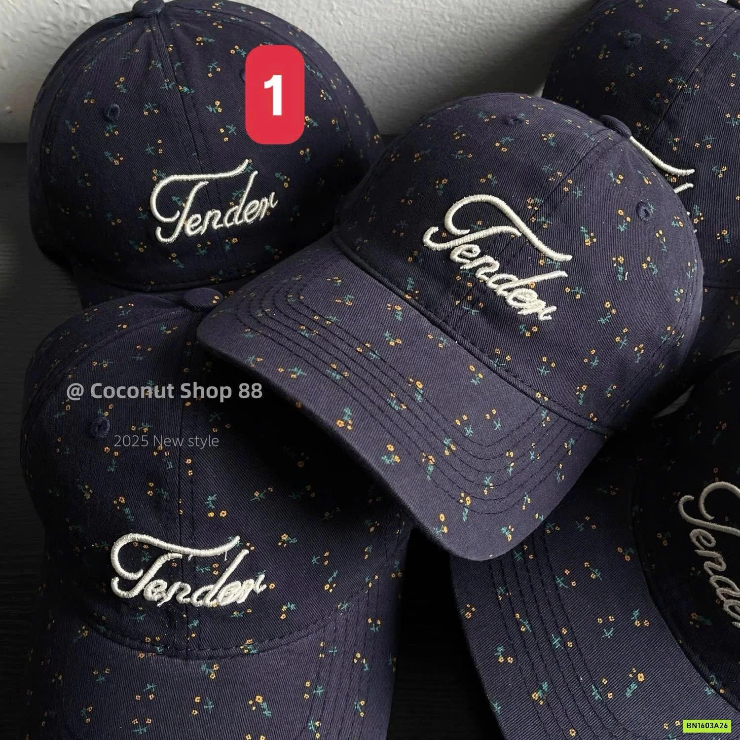 MŨ LƯỠI CHAI THÊU CHỮ HỌA TIẾT HOA NHÍ