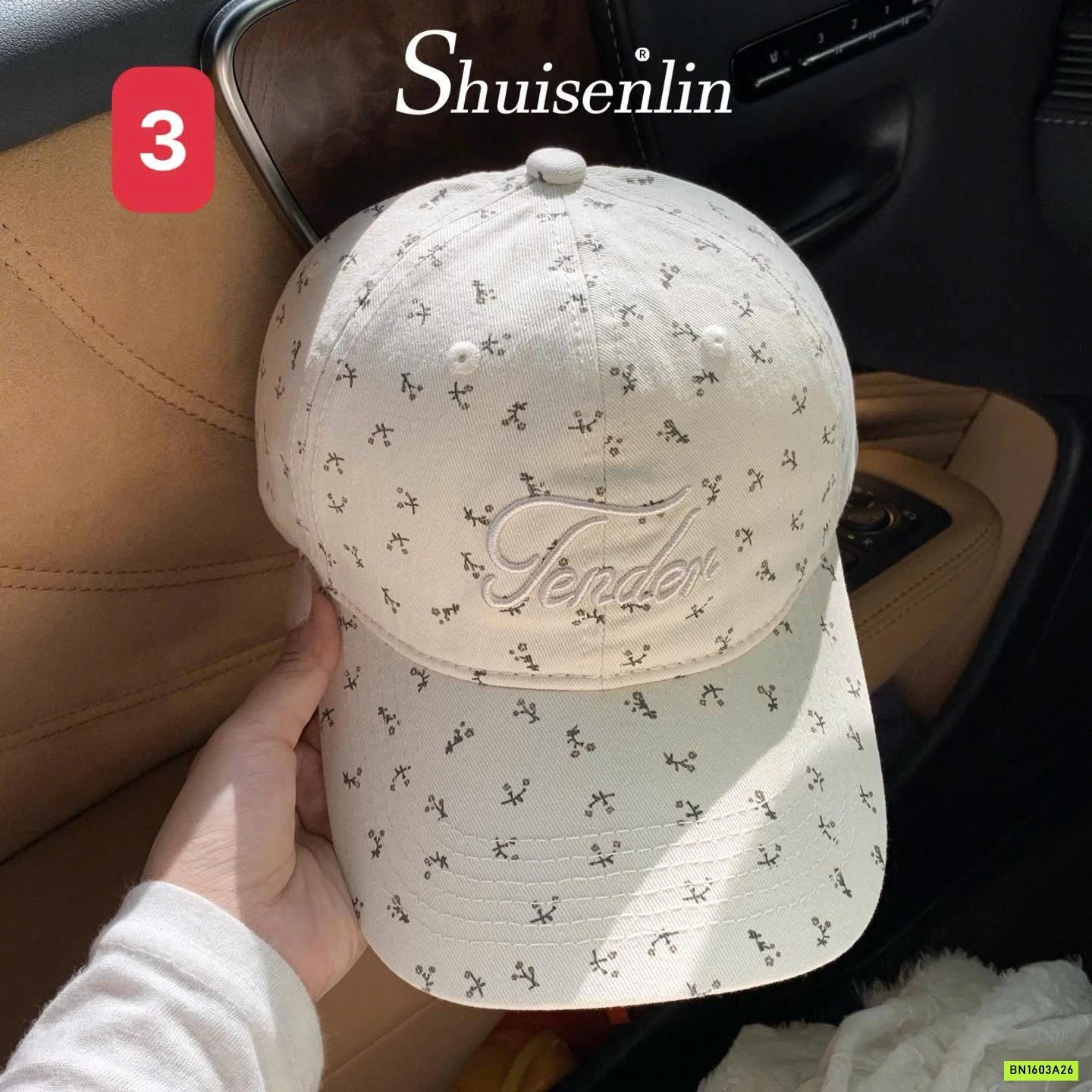 MŨ LƯỠI CHAI THÊU CHỮ HỌA TIẾT HOA NHÍ