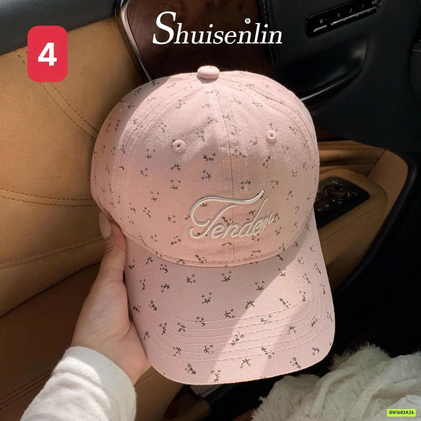 MŨ LƯỠI CHAI THÊU CHỮ HỌA TIẾT HOA NHÍ