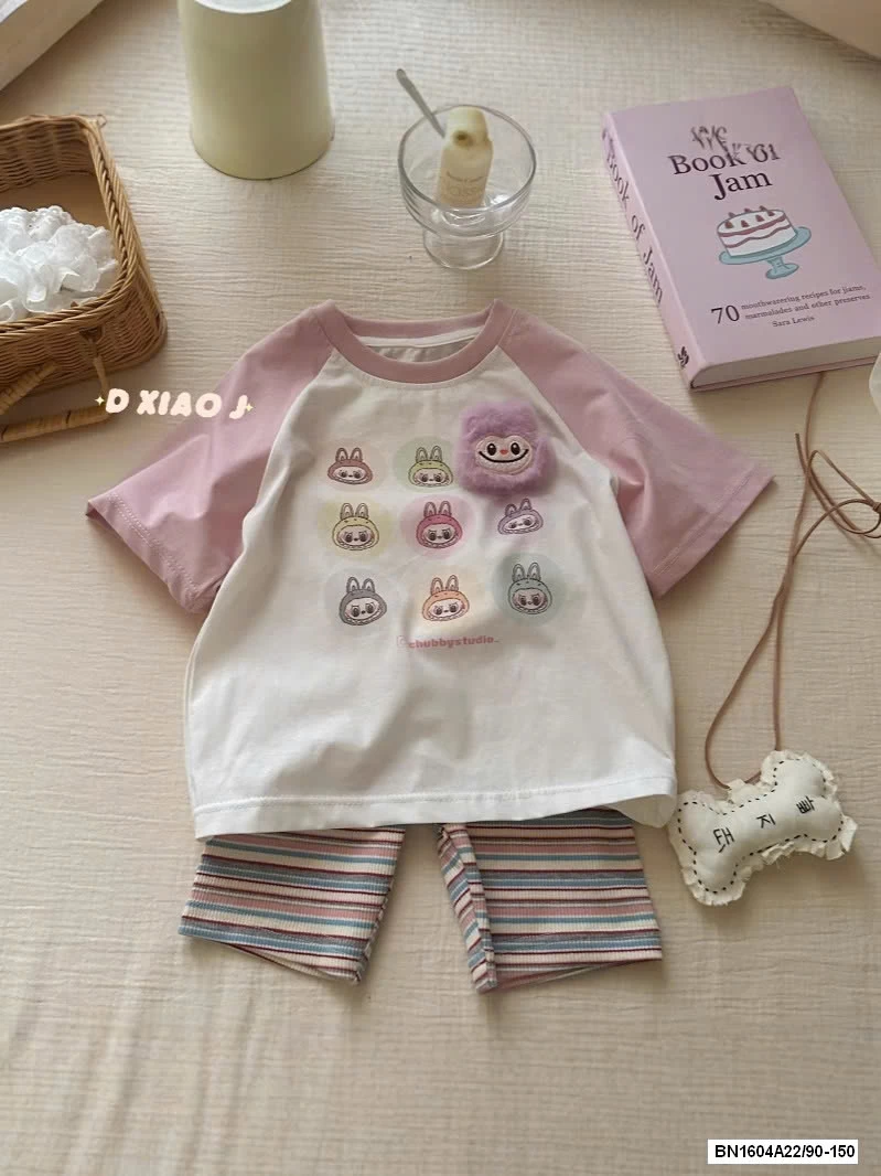 ÁO THUN LABUBU MIX LEGGING KẺ