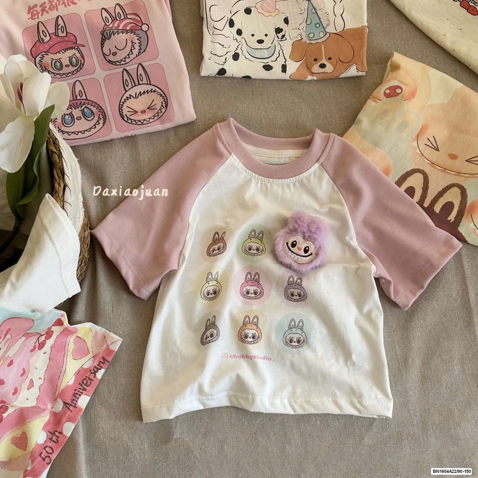 ÁO THUN LABUBU MIX LEGGING KẺ