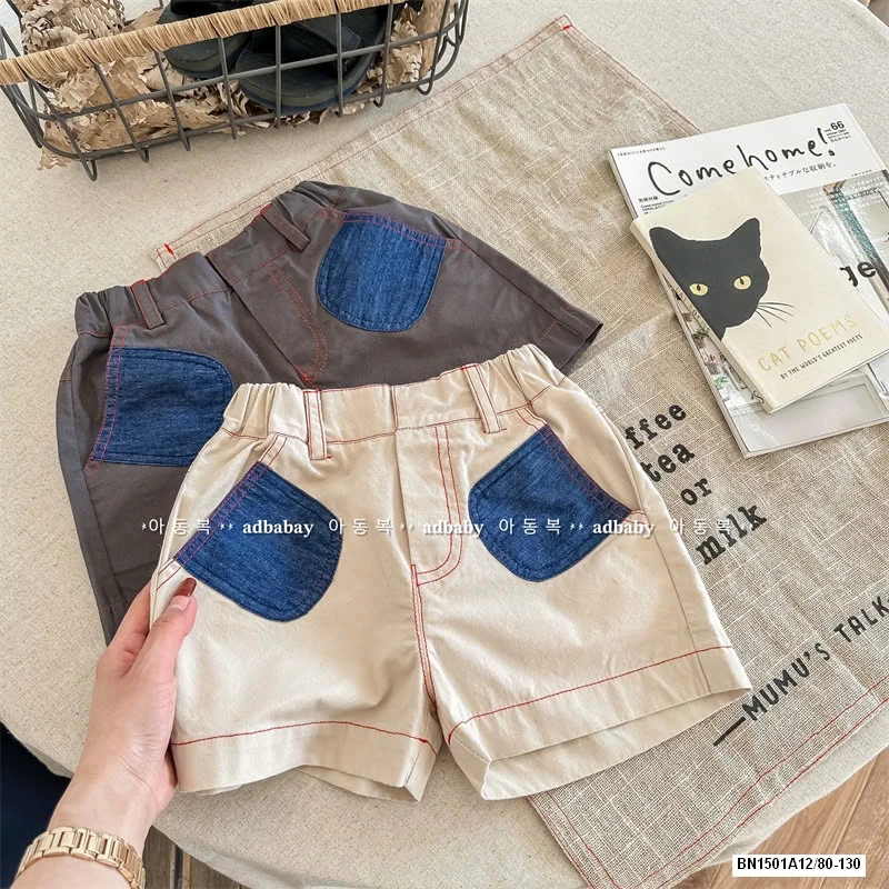 SHORT THÔ PHỐI MÀU TÚI ADBABY