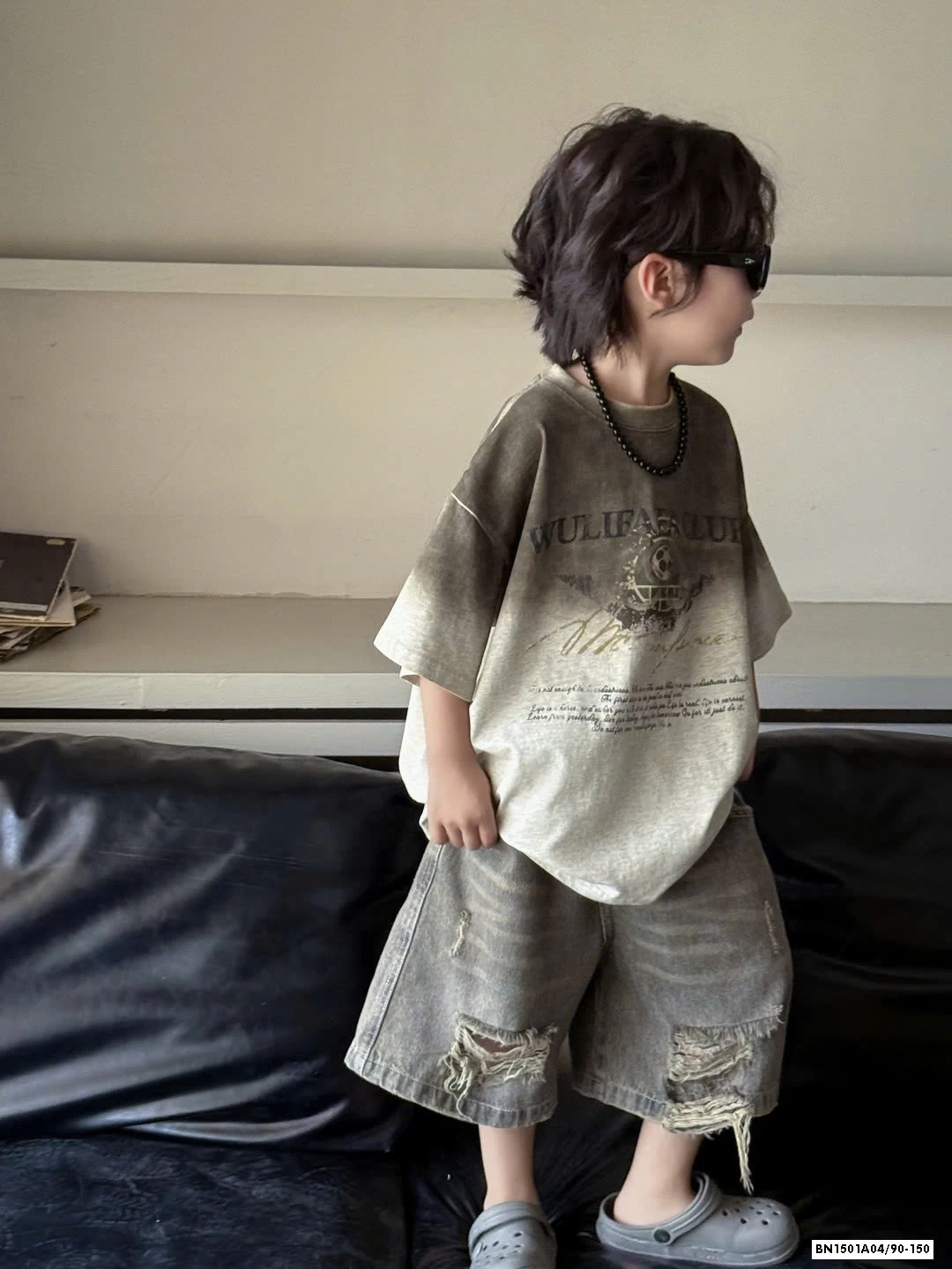 ÁO THUN LOANG MIX JEANS RÁCH