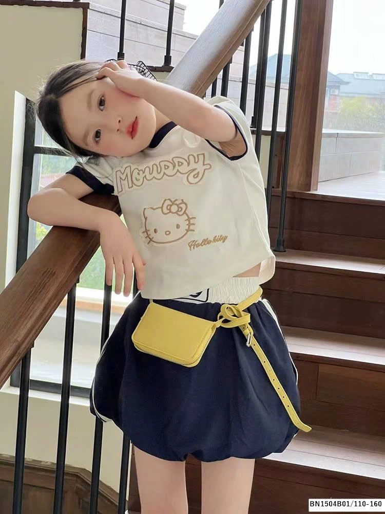SÉT ÁO THUN KITTY QUẦN BÍ XANH THAN