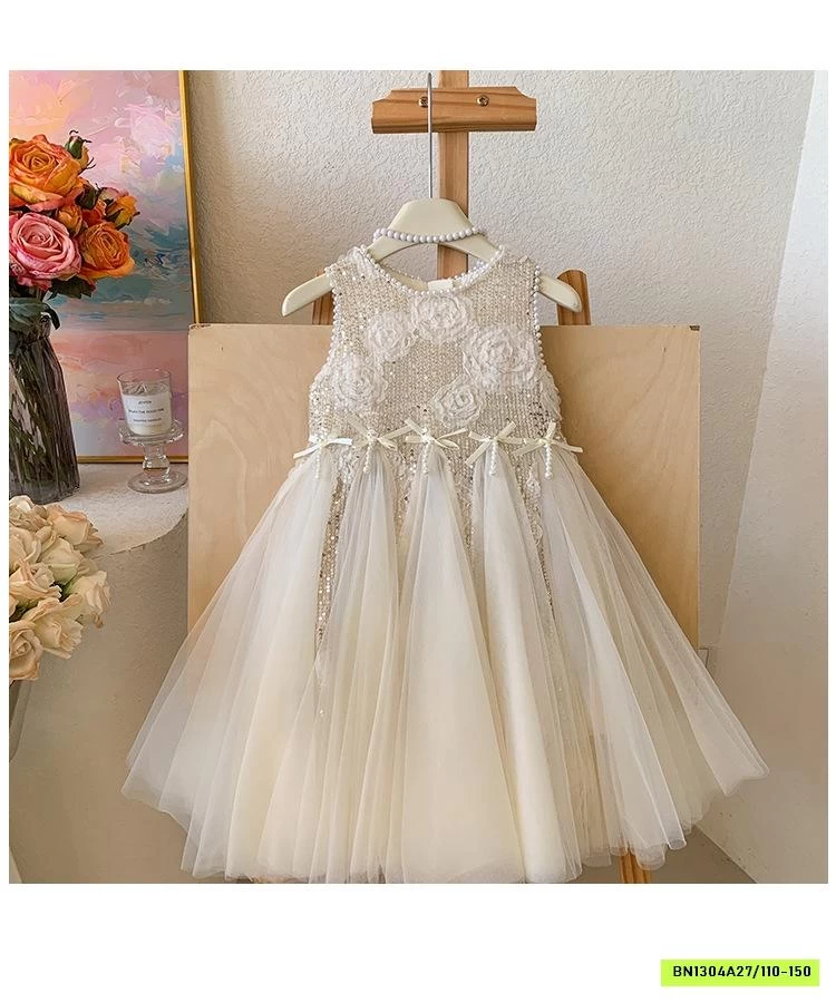 ĐẦM CÔNG CHÚA GẮN HOA 3D BLUETOWN