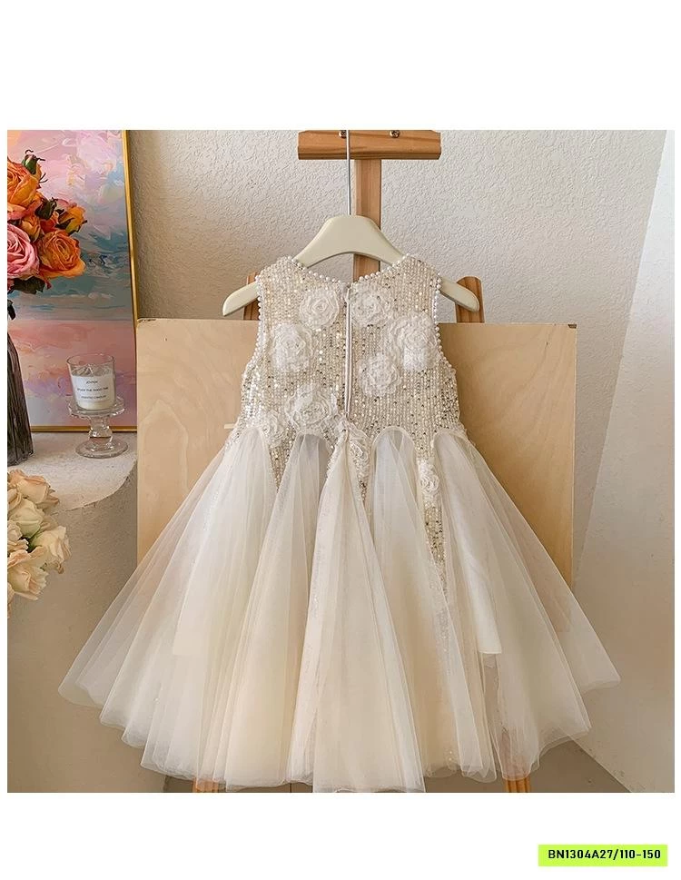 ĐẦM CÔNG CHÚA GẮN HOA 3D BLUETOWN