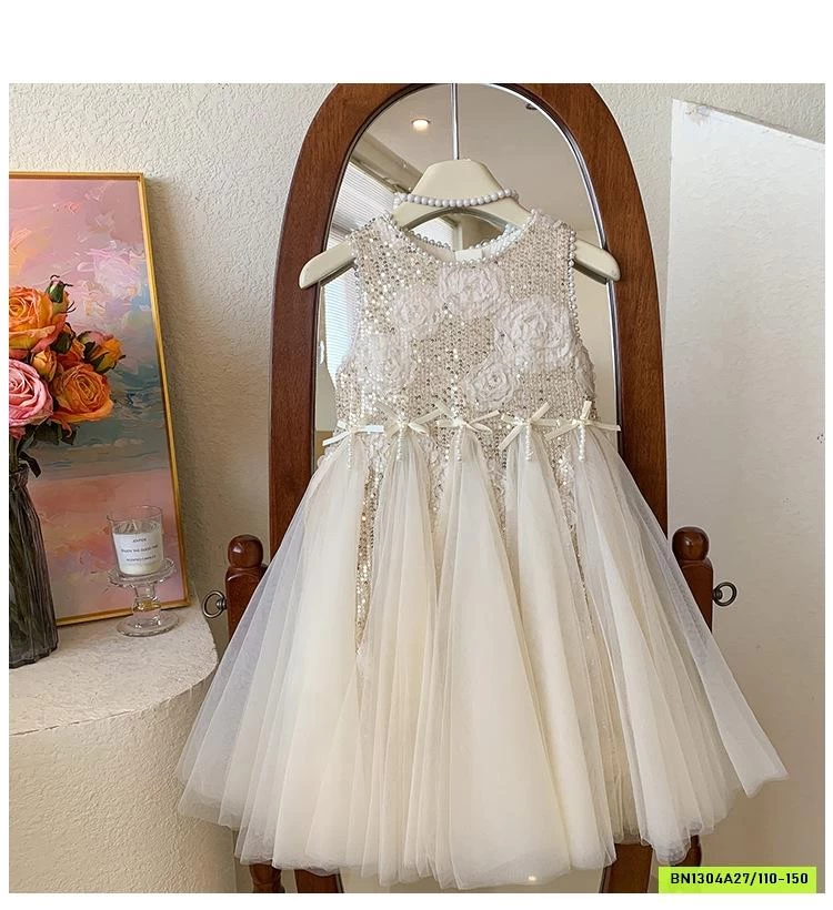 ĐẦM CÔNG CHÚA GẮN HOA 3D BLUETOWN