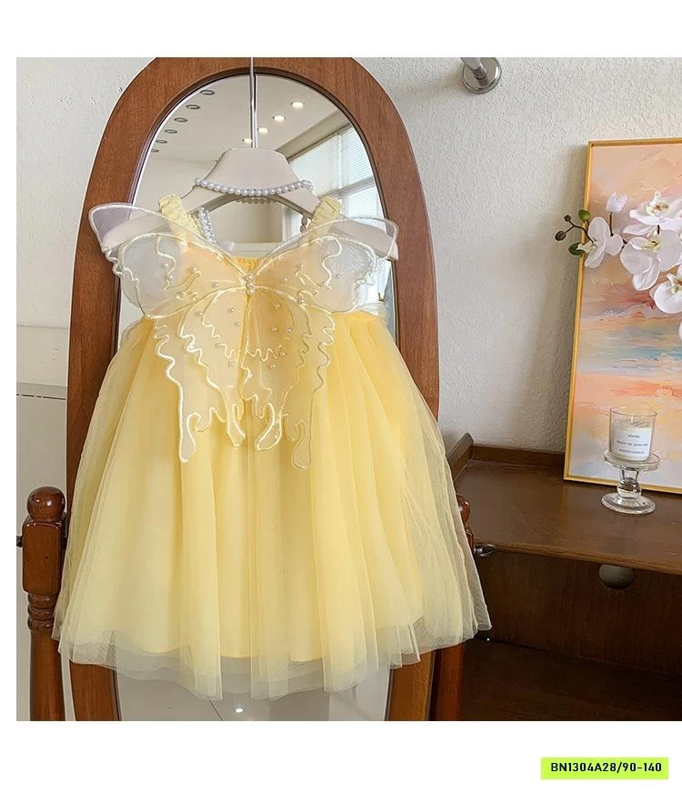 ĐẦM VOAN VÀNG 2 DÂY CÁNH BƯỚM BLUETOWN