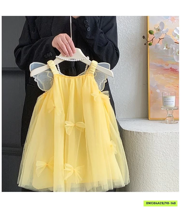 ĐẦM VOAN VÀNG 2 DÂY CÁNH BƯỚM BLUETOWN