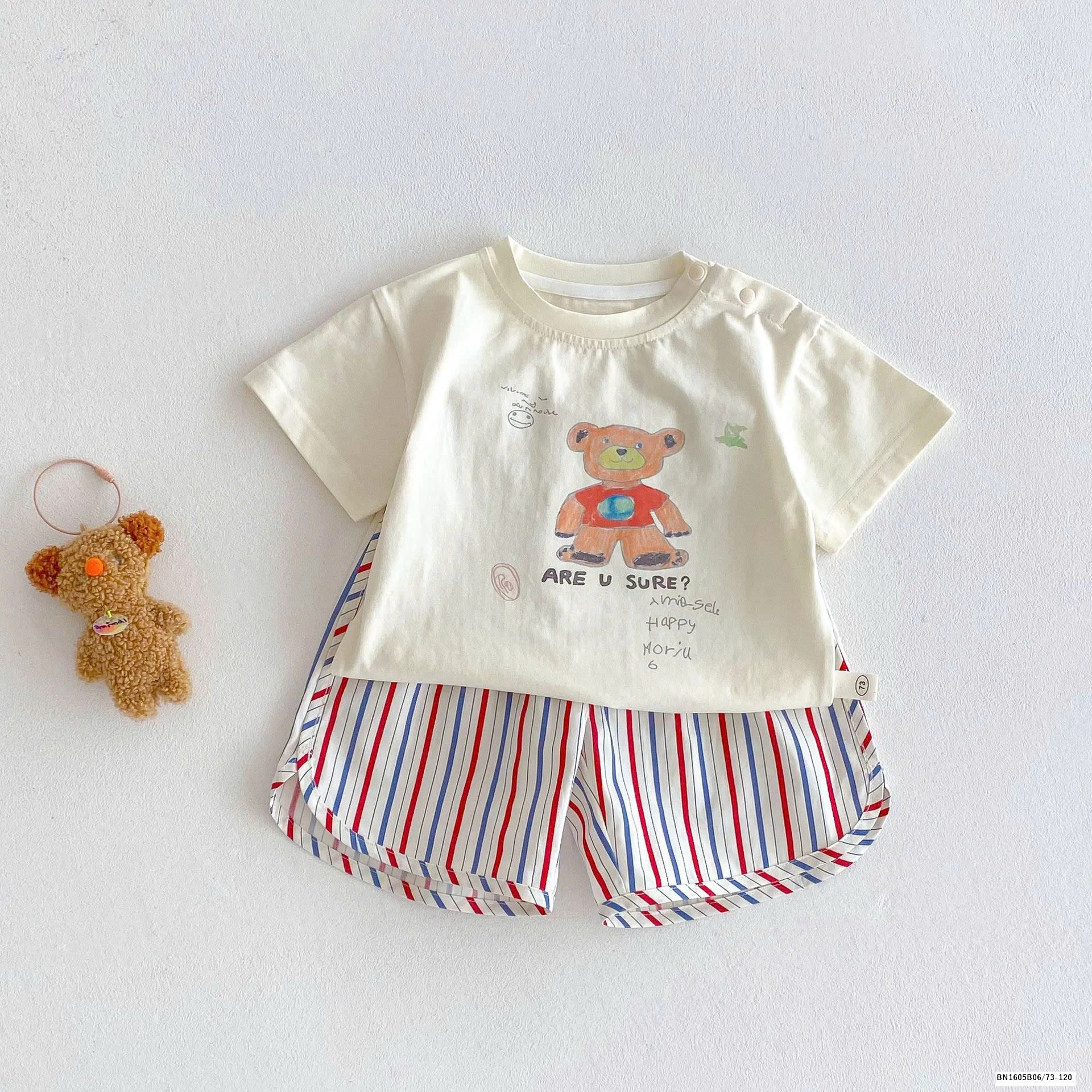 SET ÁO PHÔNG MIX QUẦN SHORT SỌC KẺ BÉ TRAI