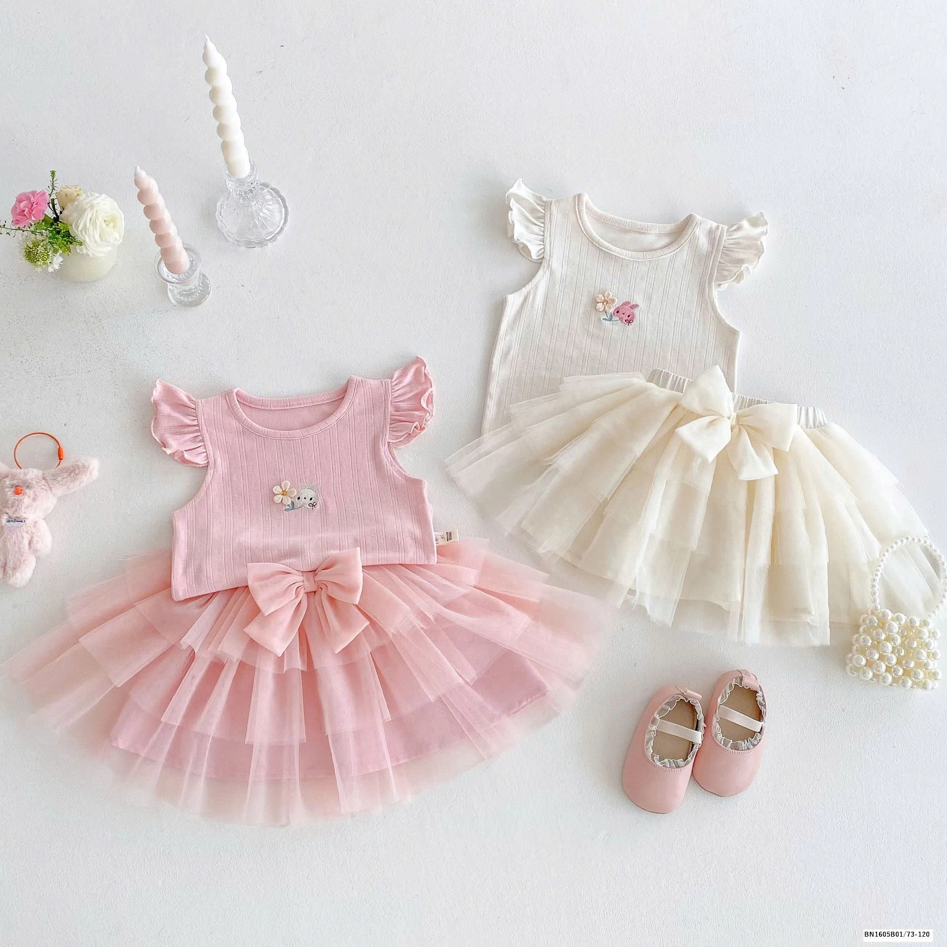 SET ÁO SÁT NÁCH MIX CHÂN VÁY VOAN NƠ