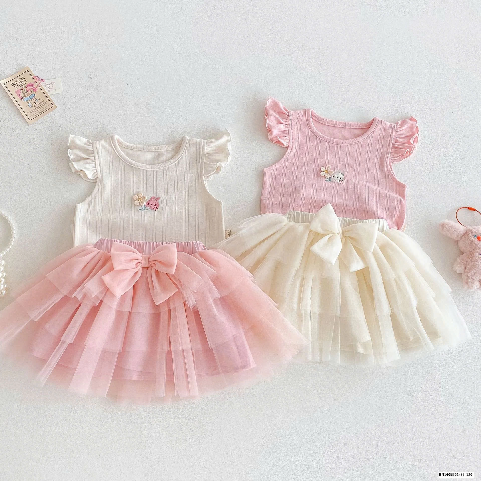 SET ÁO SÁT NÁCH MIX CHÂN VÁY VOAN NƠ