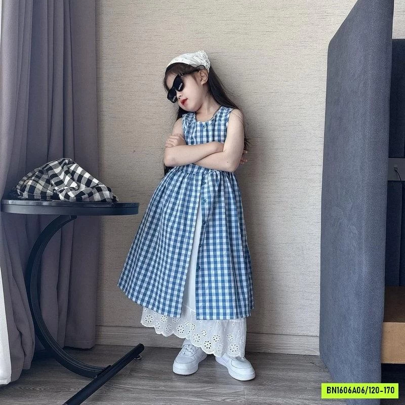 ÁO VÁY CARO MIX CHÂN VÁY TRẮNG