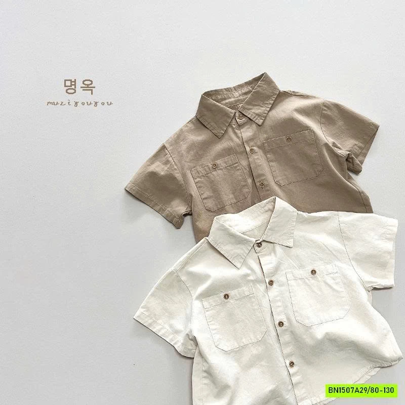 SƠ MI NGẮN TAY TÚI NGỰC KOREA