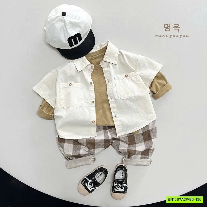 SƠ MI NGẮN TAY TÚI NGỰC KOREA