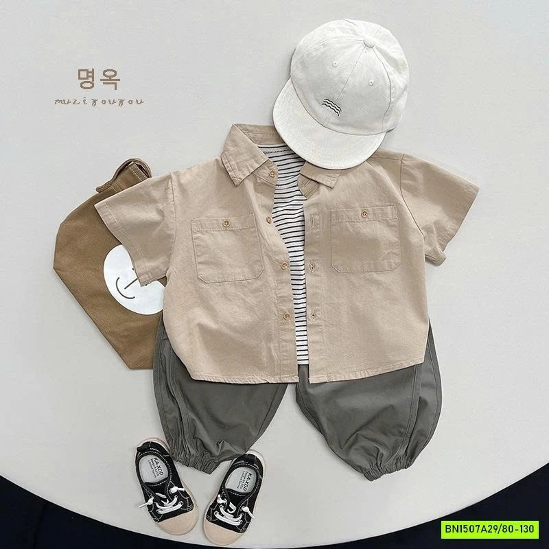 SƠ MI NGẮN TAY TÚI NGỰC KOREA