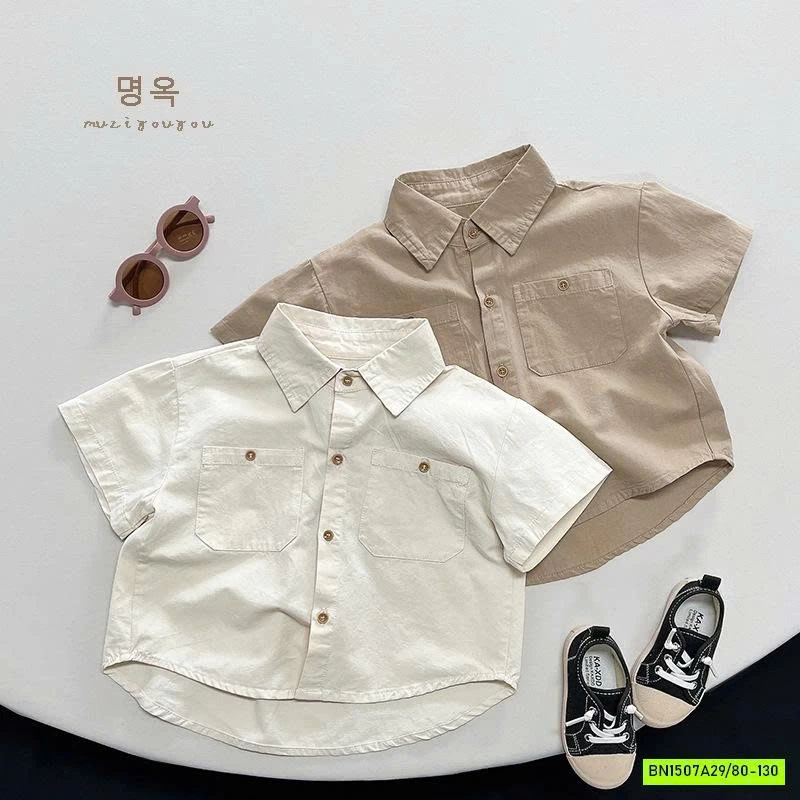 SƠ MI NGẮN TAY TÚI NGỰC KOREA