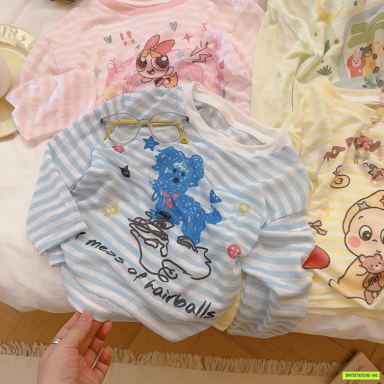 BAGGY MIX ÁO THUN GIẤY KẺ NGANG