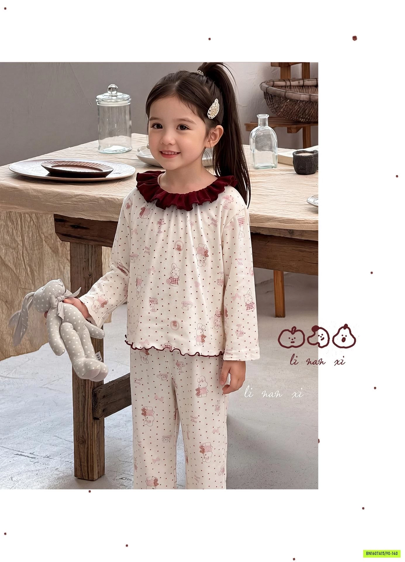 BỘ COTTON LINANXI CỔ BÈO DỄ THƯƠNG