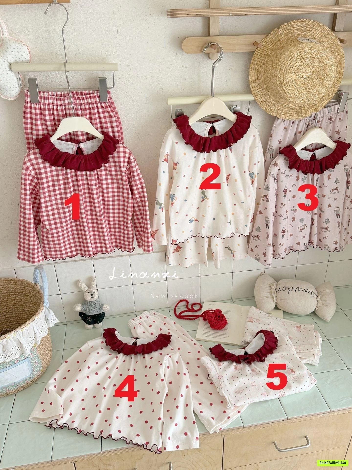 BỘ COTTON LINANXI CỔ BÈO DỄ THƯƠNG