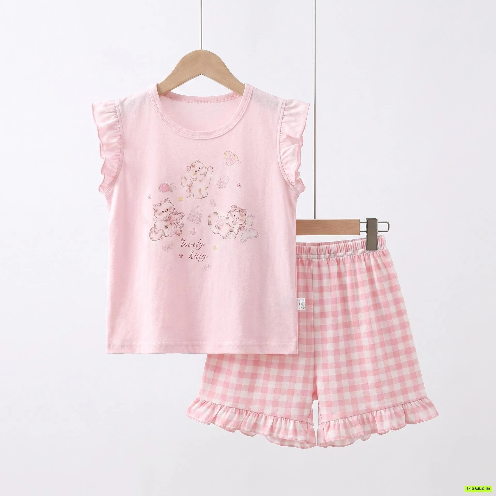 BỘ COTTON BÉ GÁI VIỀN BÈO DỄ THƯƠNG