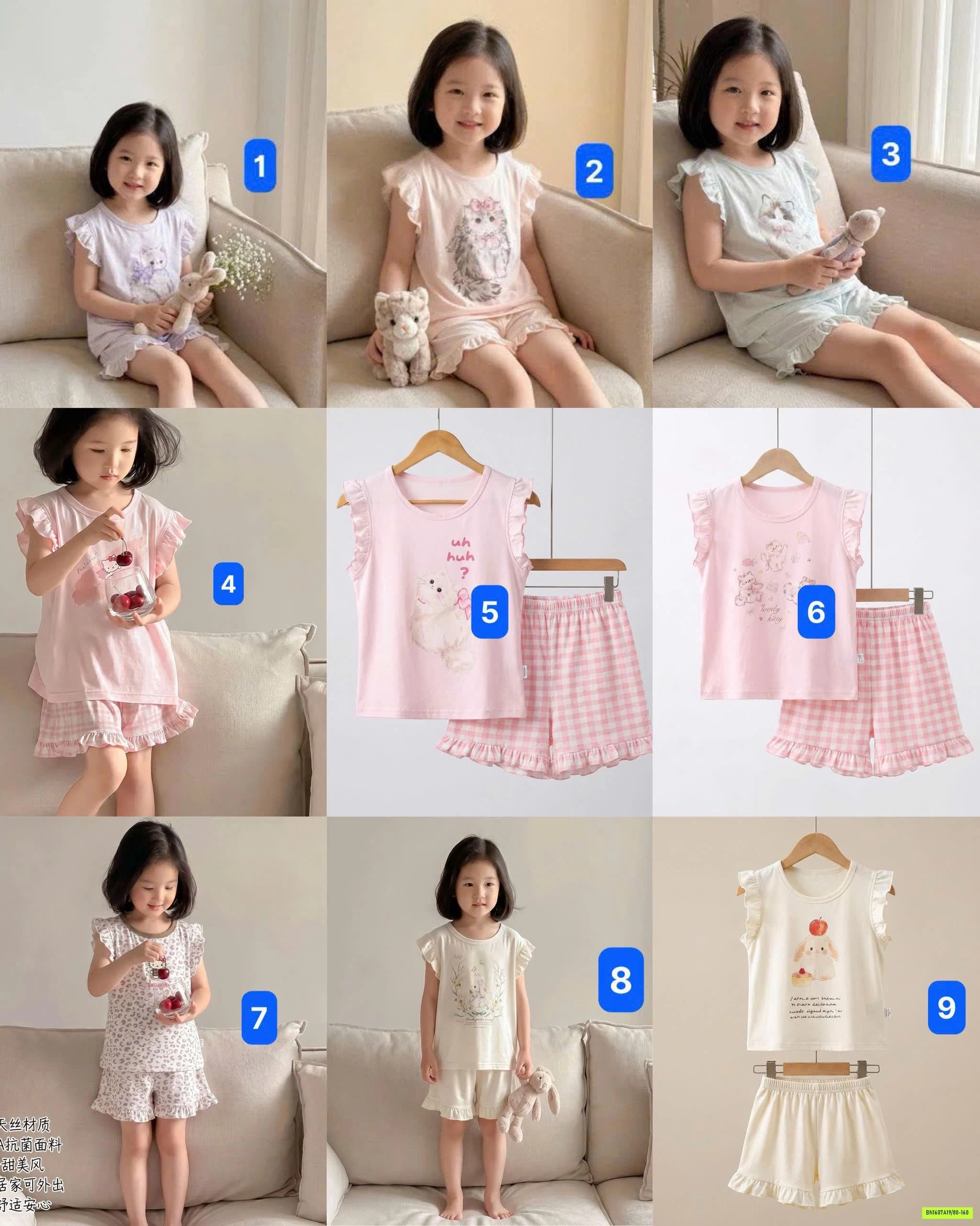 BỘ COTTON BÉ GÁI VIỀN BÈO DỄ THƯƠNG
