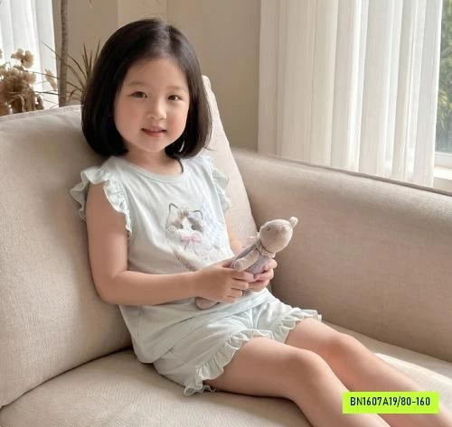 BỘ COTTON BÉ GÁI VIỀN BÈO DỄ THƯƠNG