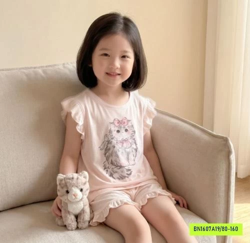 BỘ COTTON BÉ GÁI VIỀN BÈO DỄ THƯƠNG