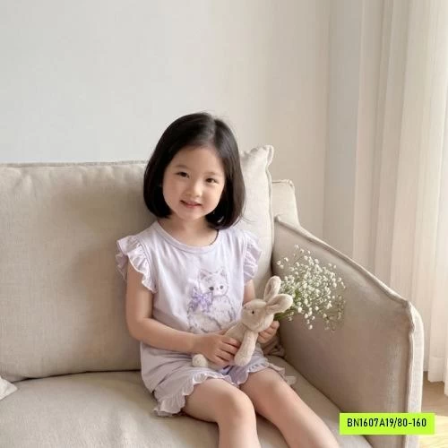 BỘ COTTON BÉ GÁI VIỀN BÈO DỄ THƯƠNG