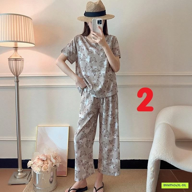 BỘ LANH QUẦN DÀI ÁO CỘC HOA NỮ