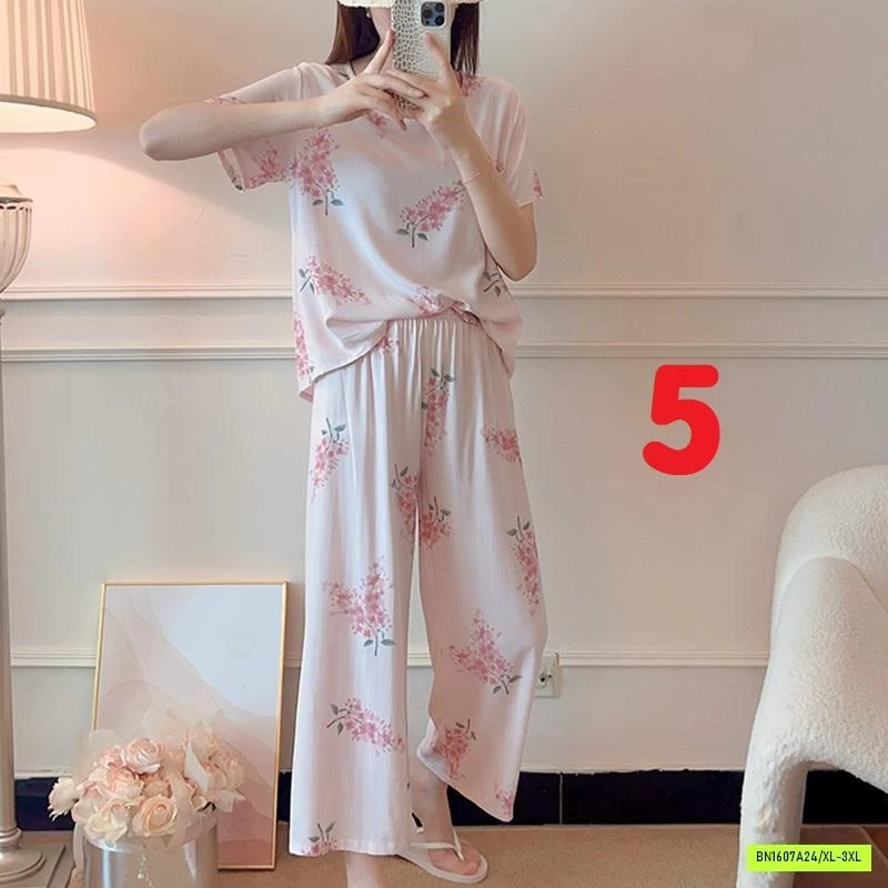 BỘ LANH QUẦN DÀI ÁO CỘC HOA NỮ