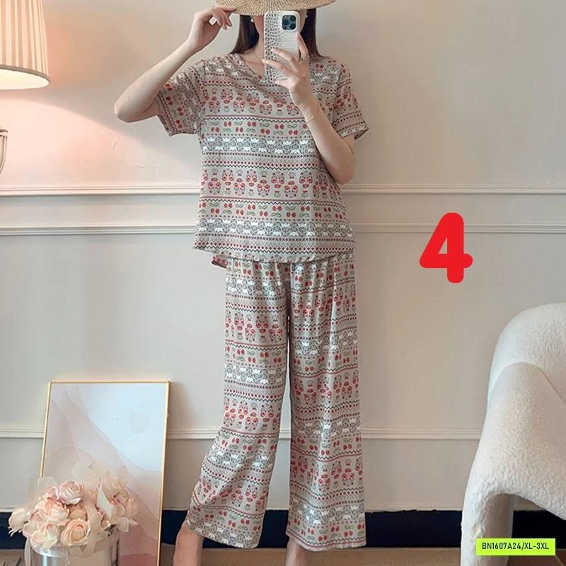 BỘ LANH QUẦN DÀI ÁO CỘC HOA NỮ
