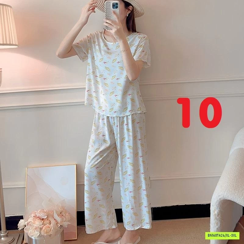 BỘ LANH QUẦN DÀI ÁO CỘC HOA NỮ