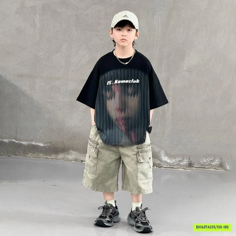 BỘ BÉ TRAI IN 3D QUẦN TÚI HỘP