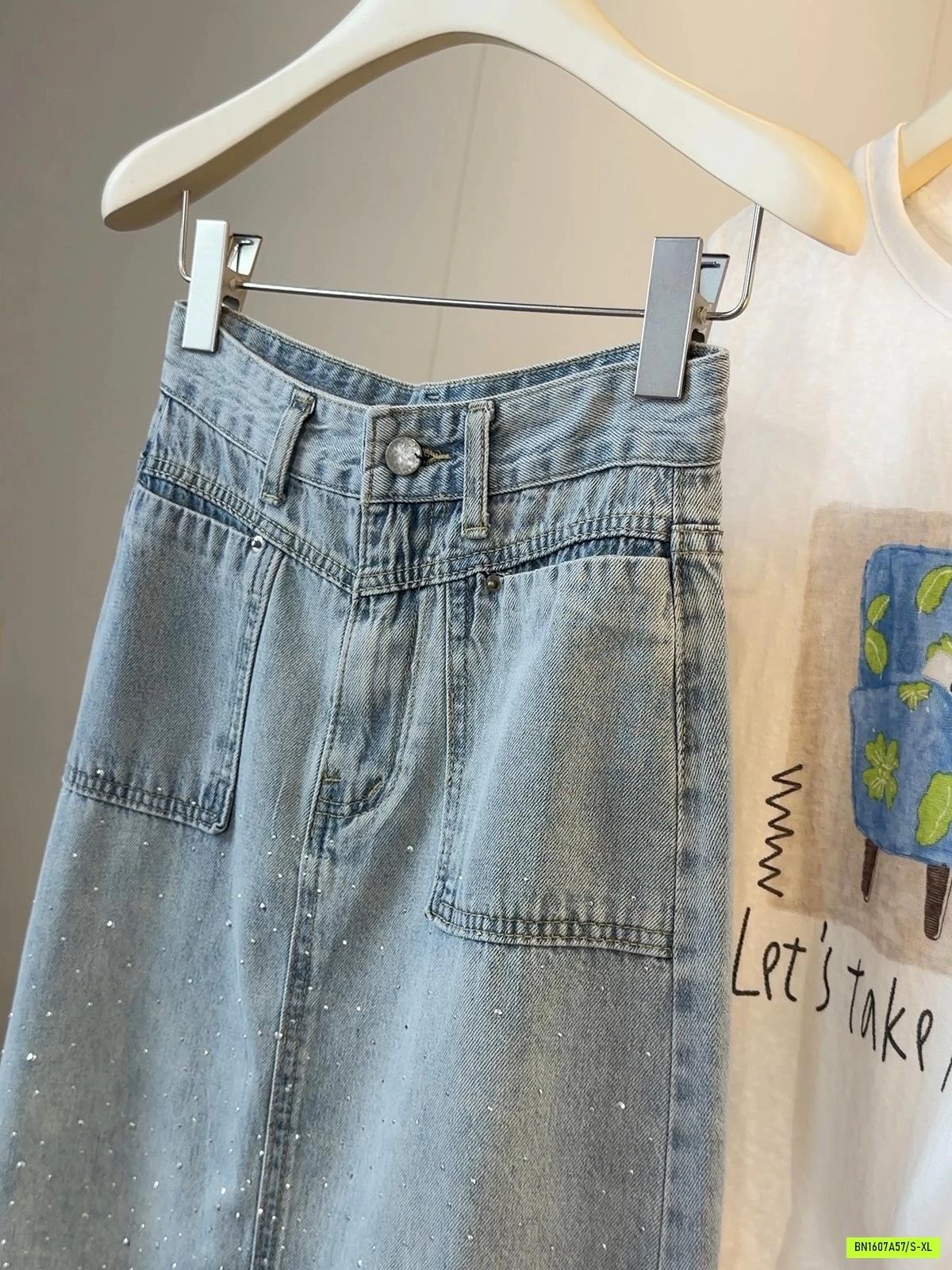 CV JEANS DÁNG DÀI ĐÍNH ĐÁ
