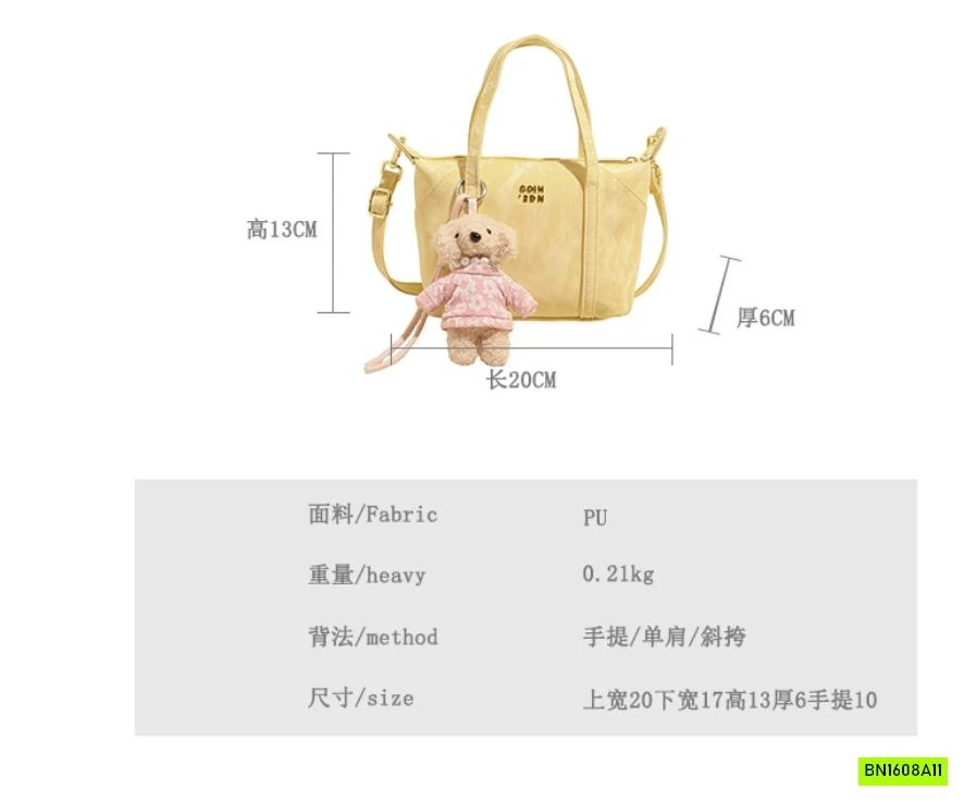 TÚI ĐEO CHÉO MÀU HIỆU ỨNG KÈM MÓC GẤU