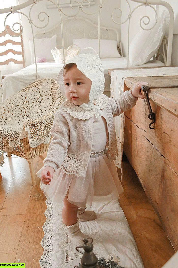 ÁO KHOÁC LEN PHỐI REN SIZE NHÍ