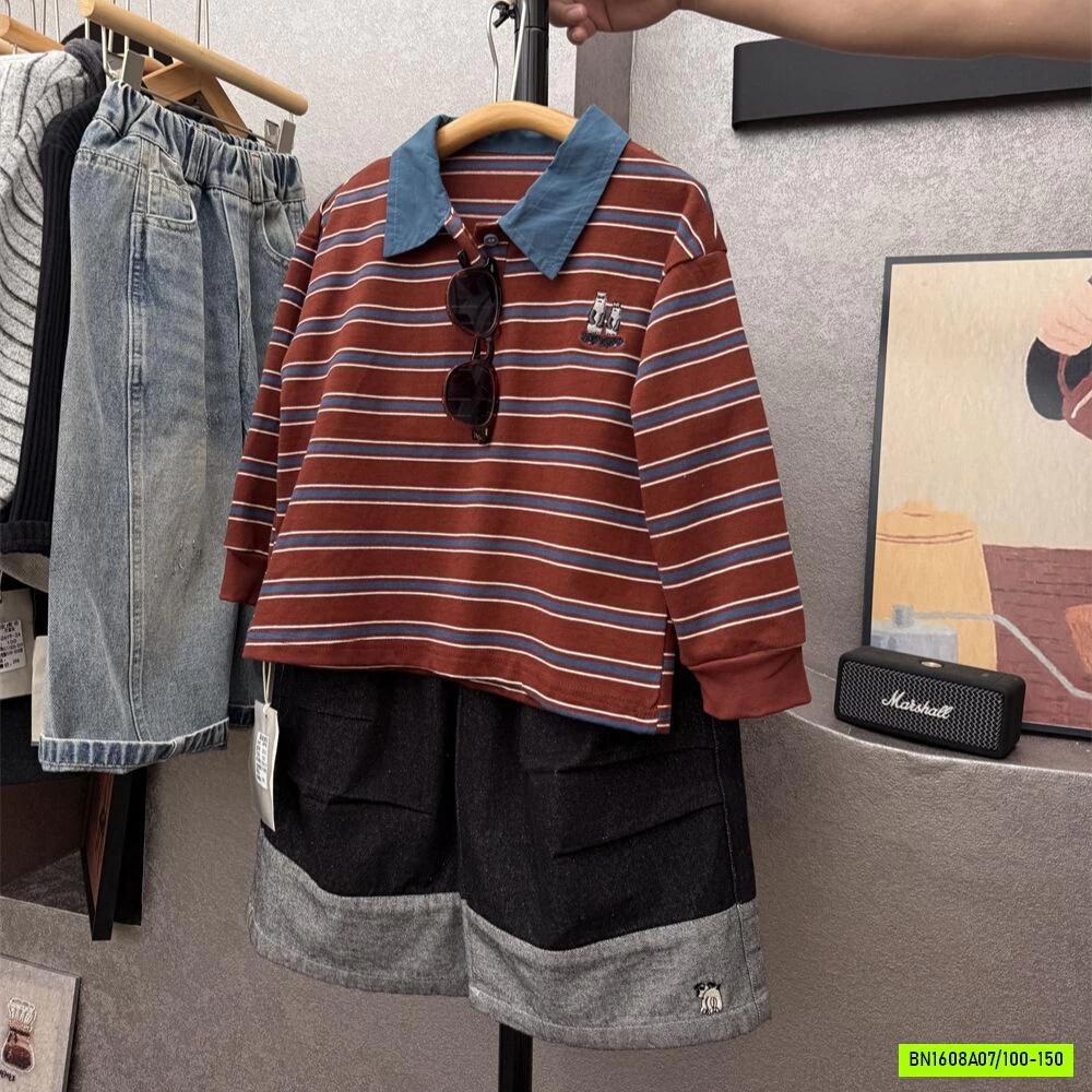 POLO KẺ ĐỎ CỔ PHỐI MÀU XUẤT HÀN